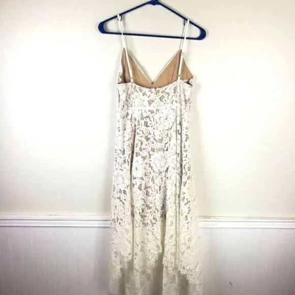 Women's Lulu's Elegant White Nude HI-LOW Lace Dress Size Medium - Picture 2 of 9